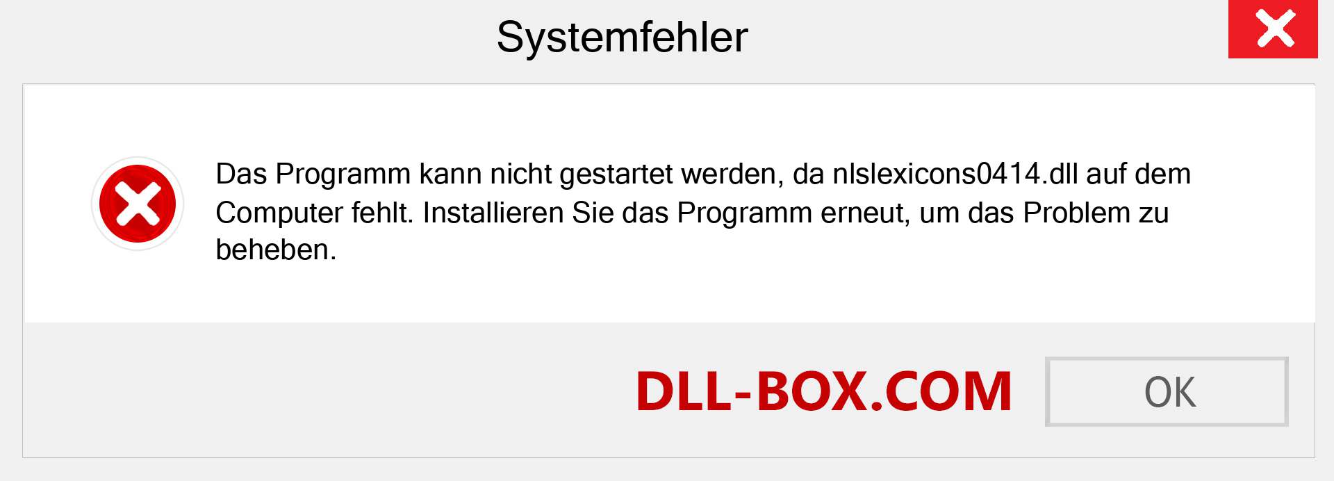 nlslexicons0414.dll-Datei fehlt?. Download für Windows 7, 8, 10 - Fix nlslexicons0414 dll Missing Error unter Windows, Fotos, Bildern