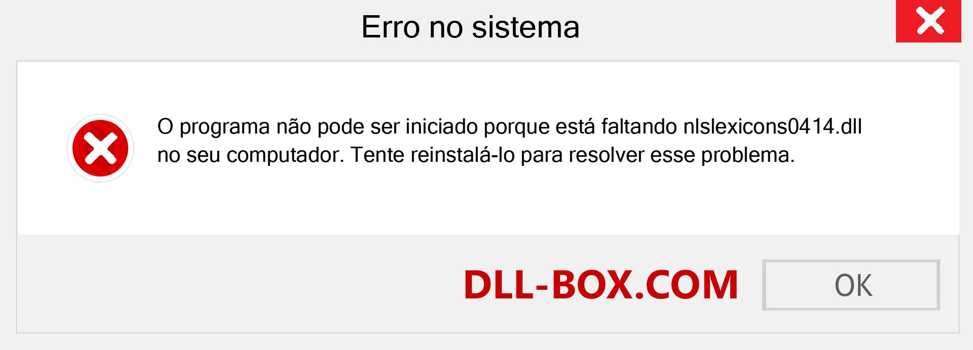 Arquivo nlslexicons0414.dll ausente ?. Download para Windows 7, 8, 10 - Correção de erro ausente nlslexicons0414 dll no Windows, fotos, imagens